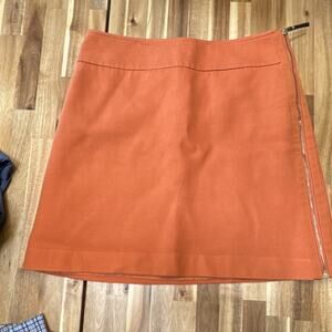 Ann Taylor Orange Solid Short A-Line Skirt Zipper‎ Accent Size 8